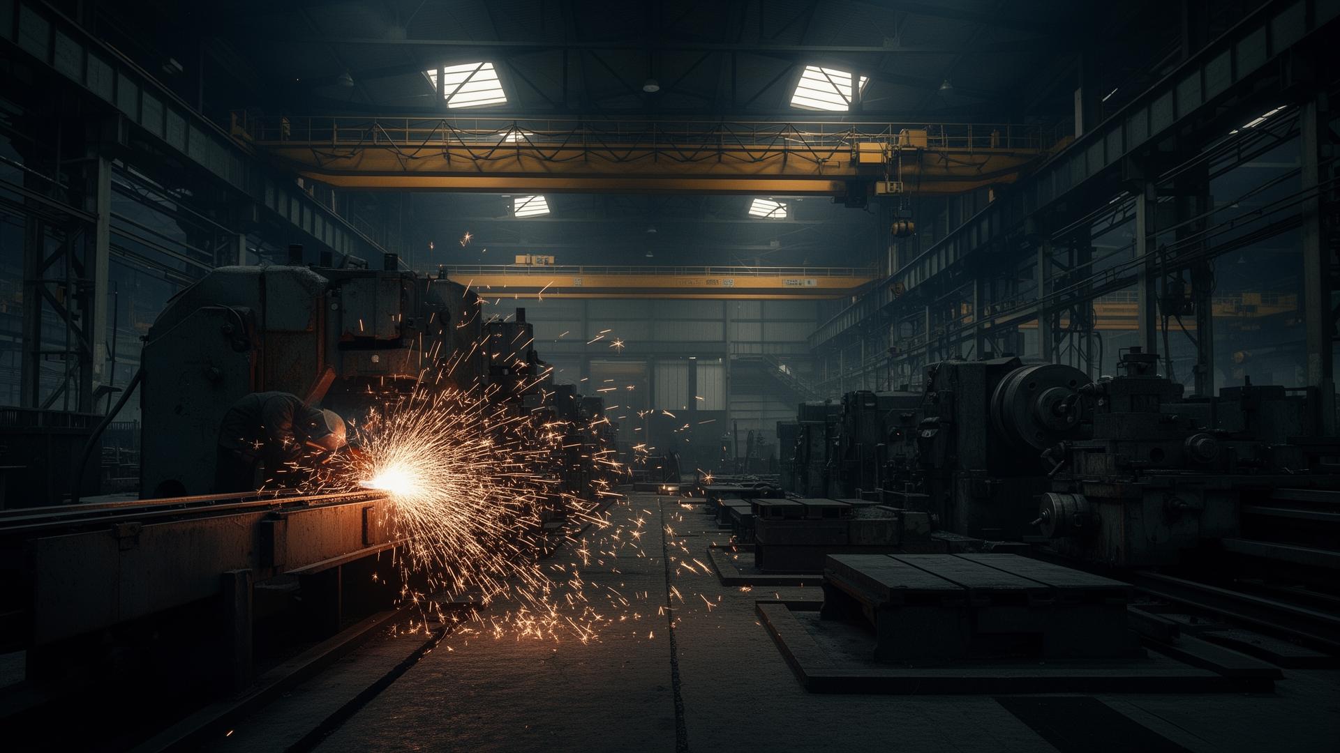 Industrial factory floor with machinery